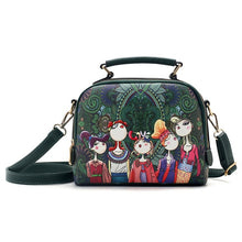 Load image into Gallery viewer, YQYDER 2017 designer luxury brand high quality PU leather ladies ladies green cartoon handbag shoulder bag female handbag