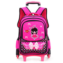 Load image into Gallery viewer, Two/Six Wheels Folding Pulling Rod Bracket Rolling Cart Trolley School Bags Trolley Mochila book bag children wheeled backpack