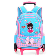 Load image into Gallery viewer, Two/Six Wheels Folding Pulling Rod Bracket Rolling Cart Trolley School Bags Trolley Mochila book bag children wheeled backpack