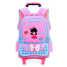 Load image into Gallery viewer, Two/Six Wheels Folding Pulling Rod Bracket Rolling Cart Trolley School Bags Trolley Mochila book bag children wheeled backpack