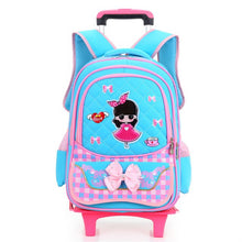 Load image into Gallery viewer, Two/Six Wheels Folding Pulling Rod Bracket Rolling Cart Trolley School Bags Trolley Mochila book bag children wheeled backpack