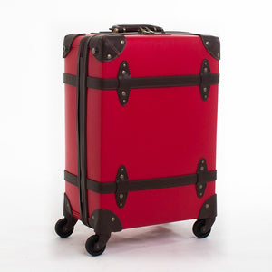 Letrend Vintage Suitcase Wheels Leather Rolling Luggage Spinner Women Retro Trolley 20 inch Cabin Travel Bag Men Carry On Trunk