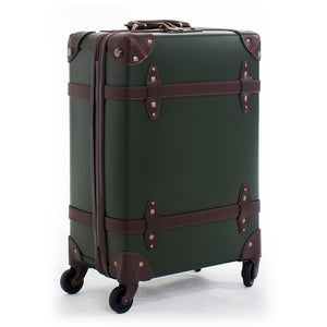 Letrend Vintage Suitcase Wheels Leather Rolling Luggage Spinner Women Retro Trolley 20 inch Cabin Travel Bag Men Carry On Trunk