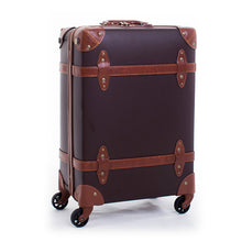 Load image into Gallery viewer, Letrend Vintage Suitcase Wheels Leather Rolling Luggage Spinner Women Retro Trolley 20 inch Cabin Travel Bag Men Carry On Trunk