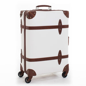 Letrend Vintage Suitcase Wheels Leather Rolling Luggage Spinner Women Retro Trolley 20 inch Cabin Travel Bag Men Carry On Trunk