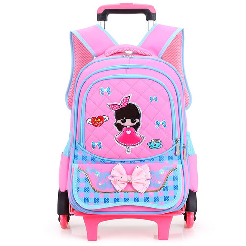 Two/Six Wheels Folding Pulling Rod Bracket Rolling Cart Trolley School Bags Trolley Mochila book bag children wheeled backpack