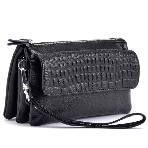 Female 2017 Cowhide Split Leather Wallet Women Cosmetic Phone Clutch Hand Shoulder Bags Ladies Zipper Card Holder Purse Wallets