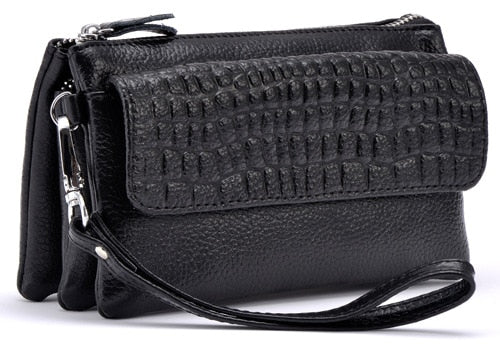 Female 2017 Cowhide Split Leather Wallet Women Cosmetic Phone Clutch Hand Shoulder Bags Ladies Zipper Card Holder Purse Wallets