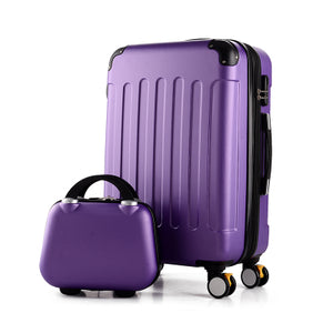 Rolling luggage 2PCS 14+24 26" suitcase trolley ABS + PC travel bag suitcase student password box ladies carry-on cosmetic case