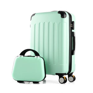 Rolling luggage 2PCS 14+24 26" suitcase trolley ABS + PC travel bag suitcase student password box ladies carry-on cosmetic case