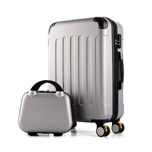 Rolling luggage 2PCS 14+24 26" suitcase trolley ABS + PC travel bag suitcase student password box ladies carry-on cosmetic case