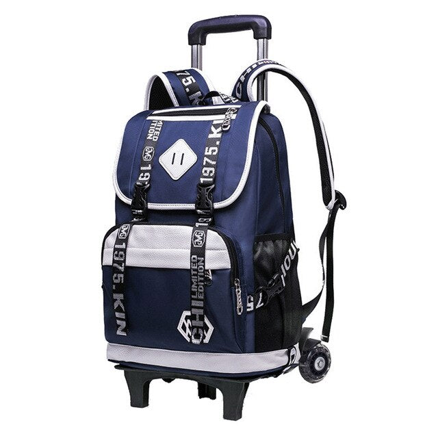 High-capacity Student Shoulder Backpack Rolling Luggage Children Trolley Suitcases Wheel Cabin Travers