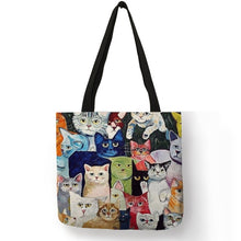 Load image into Gallery viewer, Design Cute Kawaii Cartoon Anime Cat Print Linen Tote Bag Women Fashion Handbags School Travel Shopping Shoulder Bags Reusable