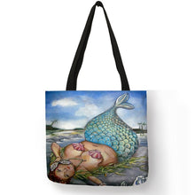Load image into Gallery viewer, Excellent Design Tote Bag Beautiful Mermaid Ocean Animals Handbags Reusable Portable Bags Traveling Shopping Sac De Courses