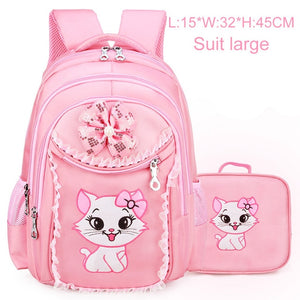 Portfolio School Bags For Girls 2018 Sweet Cute Cartoon Princess Cat Children Backpack Kids Lace Bookbag Primary School Backpack