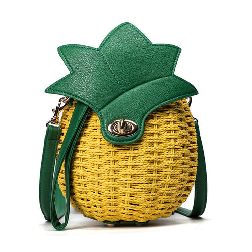 Women Pineapple Handbag Female Messenger Bags Straw Beach Crossbody Bag Lady Fashion Rattan Clutches Tote Knitted SS3010
