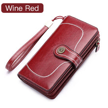 Load image into Gallery viewer, 2018 Winmax New Arrival Brand Split Leather Wallet Female Long Purse Women Clutch Zipper Purse Strap Coin Purse Phone Bag Wallet