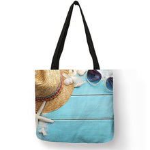 Load image into Gallery viewer, Ladies  Shoulder Bag Blue Ocean Starfish Beach Sand Prints Tote Bag Linen Fabric Beautiful Casual Practical Handbag