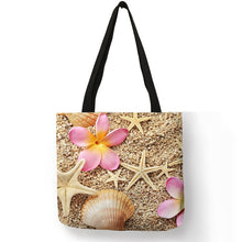 Load image into Gallery viewer, Ladies  Shoulder Bag Blue Ocean Starfish Beach Sand Prints Tote Bag Linen Fabric Beautiful Casual Practical Handbag