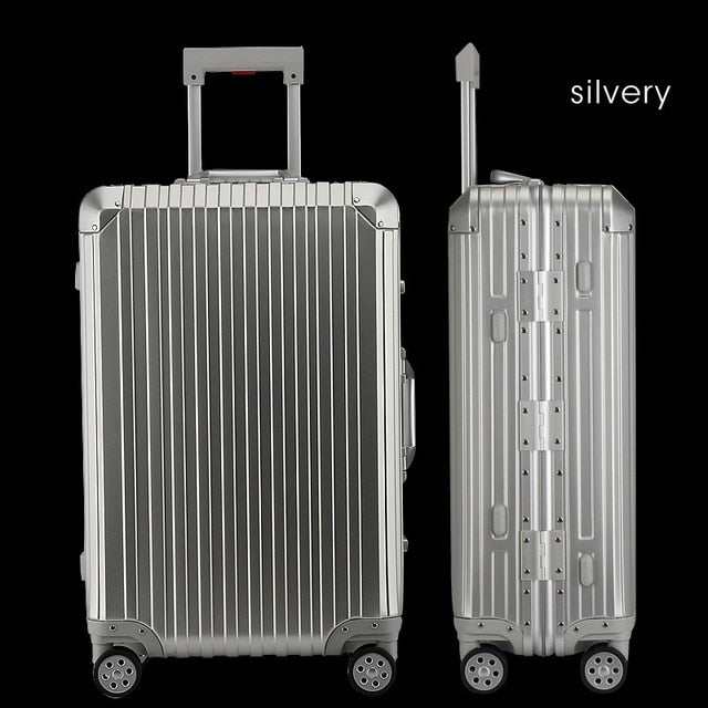 New Fashion 100% Aluminum alloy Rolling Luggage Spinner Suitcases Wheel 20 inch Men Business Carry On Trolley Travel Bag