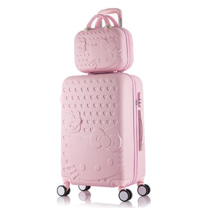 Hello Kitty Luggage bag,Children Women Suitcase set,ABS Cartoon Travel Box,Rolling Trolley Hardcase bag,20"22"24"26"28"inch