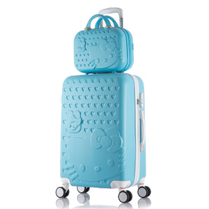 Hello Kitty Luggage bag,Children Women Suitcase set,ABS Cartoon Travel Box,Rolling Trolley Hardcase bag,20"22"24"26"28"inch