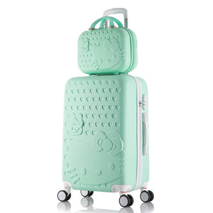 Hello Kitty Luggage bag,Children Women Suitcase set,ABS Cartoon Travel Box,Rolling Trolley Hardcase bag,20"22"24"26"28"inch
