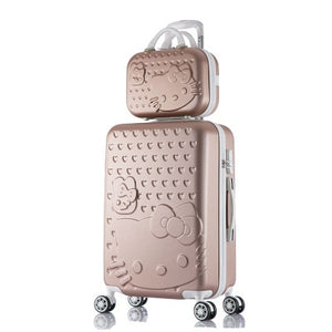Hello Kitty Luggage bag,Children Women Suitcase set,ABS Cartoon Travel Box,Rolling Trolley Hardcase bag,20"22"24"26"28"inch
