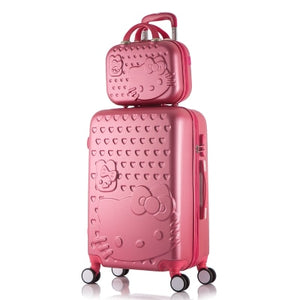 Hello Kitty Luggage bag,Children Women Suitcase set,ABS Cartoon Travel Box,Rolling Trolley Hardcase bag,20"22"24"26"28"inch