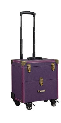 Cosmetic case with wheels,Rolling cosmetic bag,Vintage makeup tools Beauty box,High capacity make-up trolley case with drawer