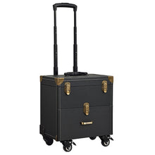 Load image into Gallery viewer, Cosmetic case with wheels,Rolling cosmetic bag,Vintage makeup tools Beauty box,High capacity make-up trolley case with drawer