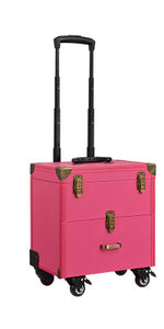 Cosmetic case with wheels,Rolling cosmetic bag,Vintage makeup tools Beauty box,High capacity make-up trolley case with drawer