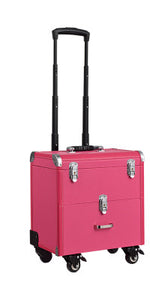 Cosmetic case with wheels,Rolling cosmetic bag,Vintage makeup tools Beauty box,High capacity make-up trolley case with drawer
