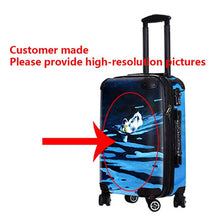 Load image into Gallery viewer, BeaSumore Retro PC Transparent Rolling Luggage Spinner Women cosplay Travel bag custom made Suitcase Wheels men Cabin Trolley