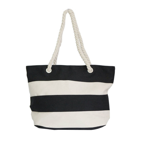 2019 New Big Stripe Shoulder Handbags Shopping Bag New Fashion Canvas Bag Wild Rough Twine Striped