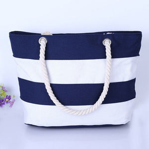 2019 New Big Stripe Shoulder Handbags Shopping Bag New Fashion Canvas Bag Wild Rough Twine Striped