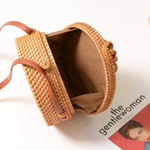 Load image into Gallery viewer, Straw Bag Rattan Handbags Bali Beach Bag Round Bow Design Crossbody Handbag Summer Women Shoulder Bag Leather Fashion Girls