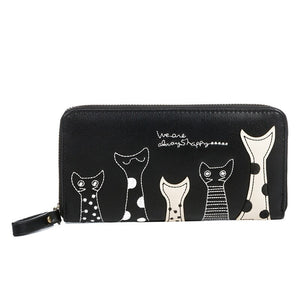 Women New Cat Cartoon Printed Girls Purse Wallet Ladies Clutch PU Leather Long Wallet Female Card Holder Casual Phone Bag Wallet
