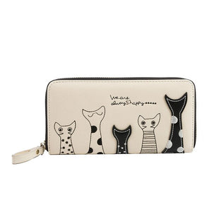 Women New Cat Cartoon Printed Girls Purse Wallet Ladies Clutch PU Leather Long Wallet Female Card Holder Casual Phone Bag Wallet