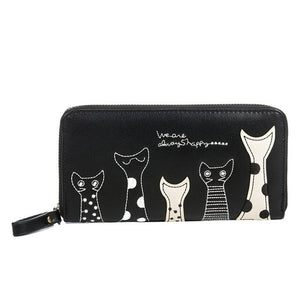 Women New Cat Cartoon Printed Girls Purse Wallet Ladies Clutch PU Leather Long Wallet Female Card Holder Casual Phone Bag Wallet
