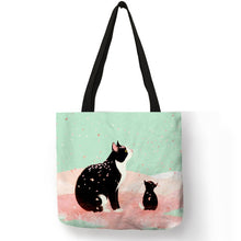 Load image into Gallery viewer, Customized Cartoon  Cat Print Tote Bag For Women Reusable Shopping Bags Folding Travel School Bags Pouch