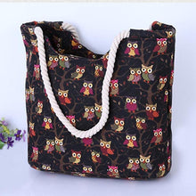 Load image into Gallery viewer, Cartoon Owl Printed Shoulder Bag Women Large Capacity Female Shopping Bag Canvas Handbag Summer Beach Bag