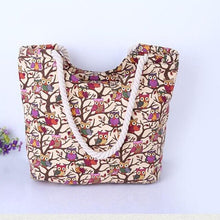 Load image into Gallery viewer, Cartoon Owl Printed Shoulder Bag Women Large Capacity Female Shopping Bag Canvas Handbag Summer Beach Bag