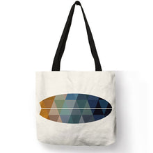Load image into Gallery viewer, Pink Blue Color Geometry Pattern Tote Bag Letter Printed Linen Handbag Double Side Print Travel Folding Reusable Bags Sac A Main
