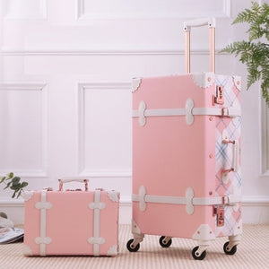 Fashion Lolita Suitcase Women Girl Gift Vintage PU Trolley Travel Bag Student Password Princess Style Trunk Carry On Luggage